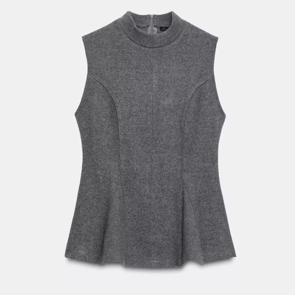 Zara NWT gray peplum soft top